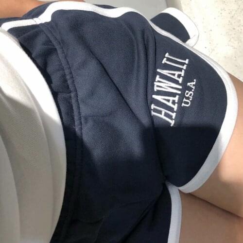 Embroidery Short Women Summer Brandy Casual Hawaii Y2k Graphics Female Elastic Skinny Slim Cotton Shorts Girls Harajuku Trousers