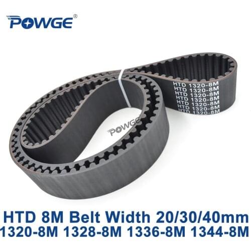 POWGE HTD 8M synchronous Timing belt C=1320/1328/1336/1344 width 20/30/40mm Teeth 165 166 167 168 HTD8M 1320-8M 1328-8M 1344-8M