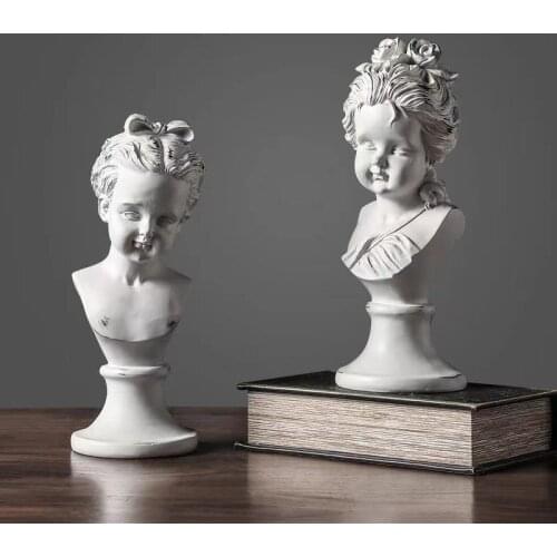 Nordic Decorative Large gypsum head figure statue little girl resin figure sculpture art work of art living room decoration wine