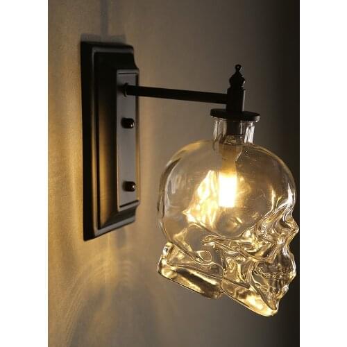Nordic Loft Industrial Light Designer Retro Skull Glass Wall Lamp Vintage Bracket Lights Corridor Decor Lamps LED Illumination