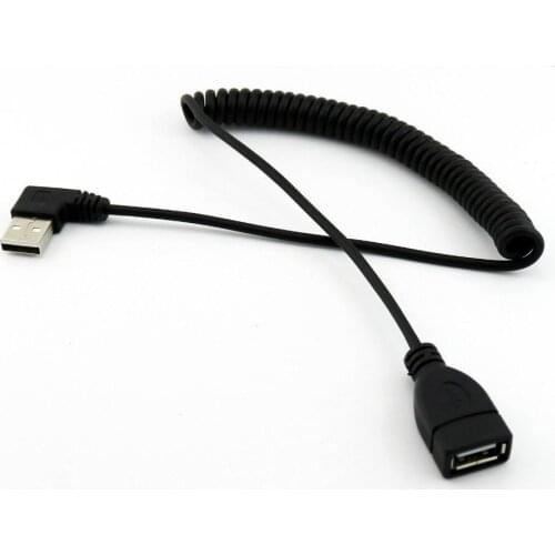 5x USB 2.0 A Female to Male Plug Spiral Coiled Adapter Connector Cable Cord 1.5m Left/Right Angled