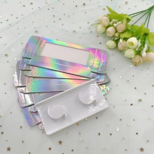 False lashes packing two pairs eyelashes box free white trays holographic boxes wholesale dramatic package