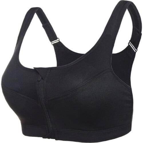 Plus Size Sports Bras Women Zipper Push Up Sport Bras Padded Wirefree Shockproof Yoga Vest Sports Top Fitness Bra