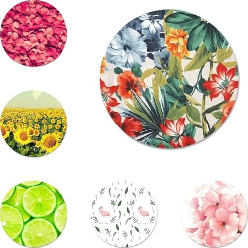 Flowers Daisy Plants Fruit Icons Pins Badge Decoration Brooches Metal Badges For Backpack Decoration 58mm