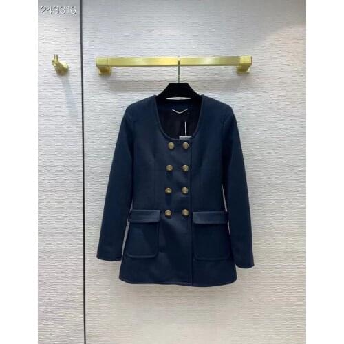 Top Fashion Newest 2021 Runway Designer Knit Jacket Women Double Breasted Slim Long Sleeves Blazer Jacket