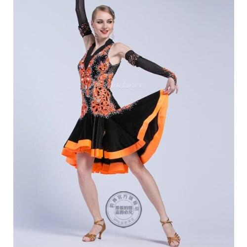 Latin dance competition dress Dress sexy Side - open latin ballroom dance dress Rumba Foxtrot dance dresses for women 17196