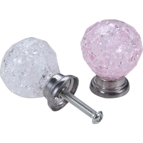 1Pc Crystal Acrylic Cupboard Cabinet Pull Handle Round Crack Burst Drawer Handle Dresser Chest Box Wardrobe Knobs Home Hardware