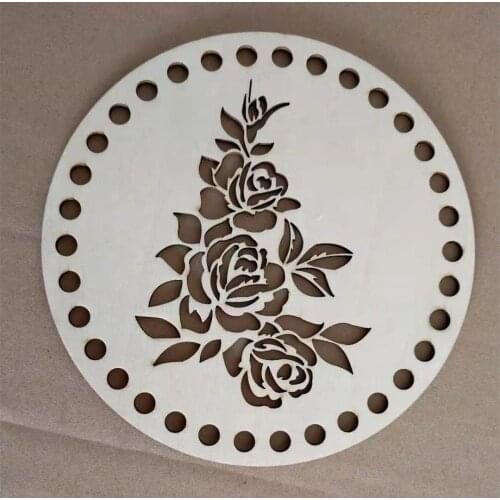 15cm Laser Cut Crochet Basket Wood Base DIY Basket Weaving Supplies