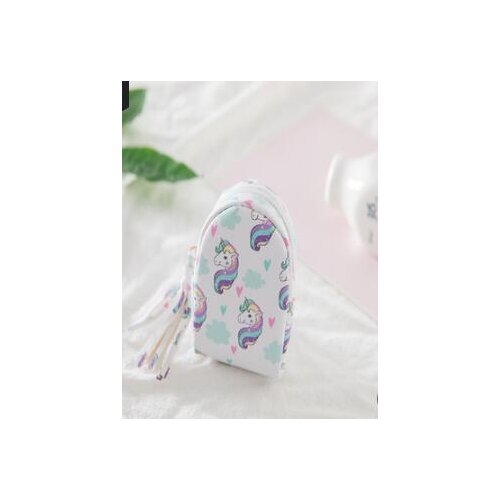 100pcs/lot fedex fast fashion pu unicorn keychain cartoon pu small purse unicorn key ring children birthday gift