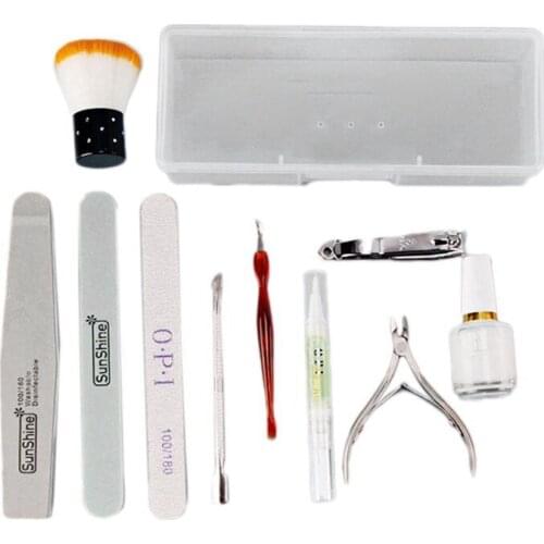 12Pcs/Set Nail Kit Sand Files Buffer Sponge Block Brush Cuticle Pusher Gel Polish Set Nail Nutrition Pen Manicure Tools