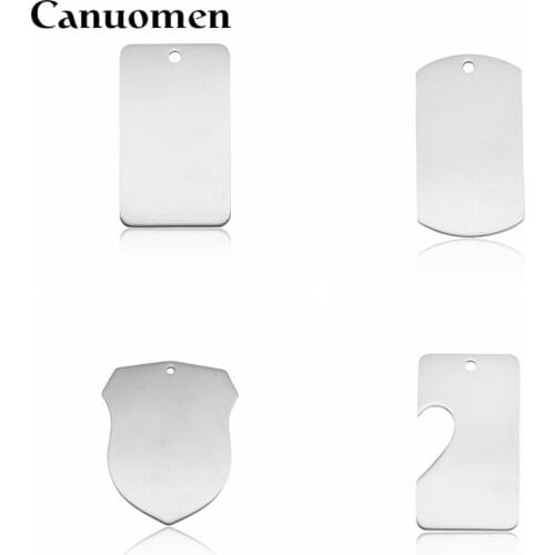20pcs/Lot Rectangle Dog Tag Blank Pendant Charms Stainless Steel Mirror Polish DIY Findings for Pendant Necklace Keychain Making