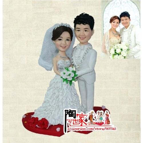 2019 AMAZING CAKE TOPPER Real Brinquedos Custom Wedding Gift Caketopper Polymer Clay Doll From Pictures Diy Toy Pre-sale