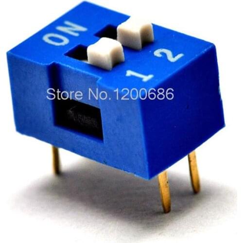2P DIP switch Ping switch 2 toggle switch pitch 2.54MM blue