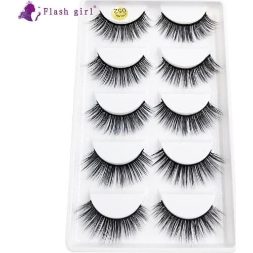 Flash Girl 5 Pairs Individual Eyelashes 3D High Quality Mink Lashes Natural Long 1 Box Full Strip Lashes Makeup Tools 052