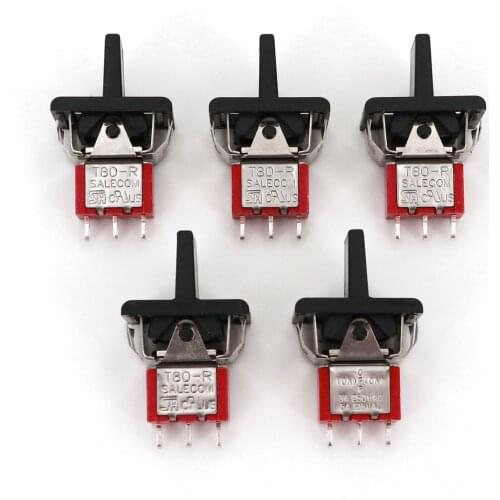 5Pcs SH T80-R Momentary 3Pin MOM-OFF-MOM 3Position Mini Paddle Toggle Switch 3A/250VAC