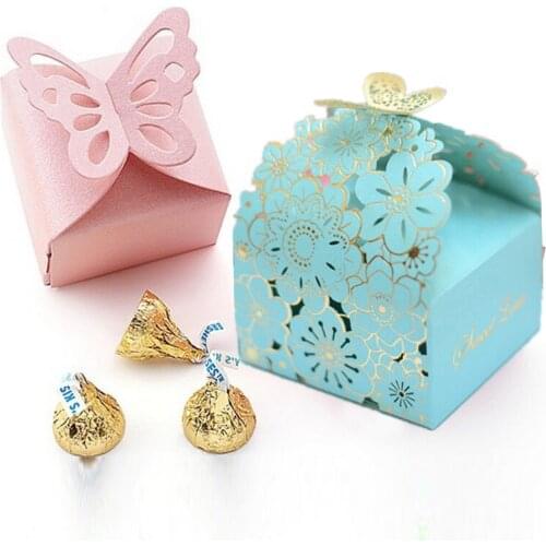 50PCS Wedding Candy Box Butterfly Gift Boxes Happy Birthday Baby Shower Paper Packaging Chocolate Box Christmas Party Supplies