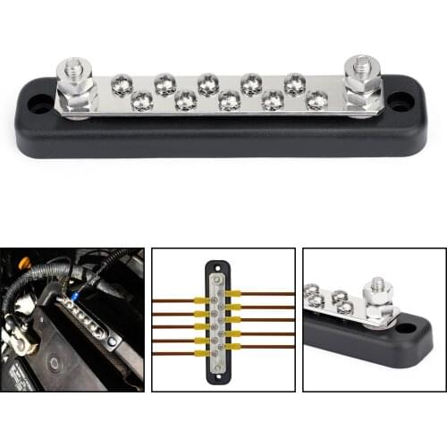 Areyourshop 10 Point DC 150A Buss Bar Distribution Block Terminal Block For Auto Marine Vehicle
