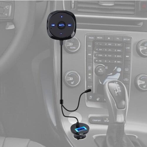 Kebidumei Handsfree Bluetooth adapter Magnetic Base A2DP MP3 3.5mm AUX Audio Music Receiver Adapter USB Charger For iphone 8