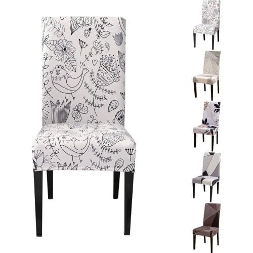 Floral Print Dining Chair Cover American Style Geometric Seat Slipcover Spandex Stretch Chair Protector For Hotel Home Decor