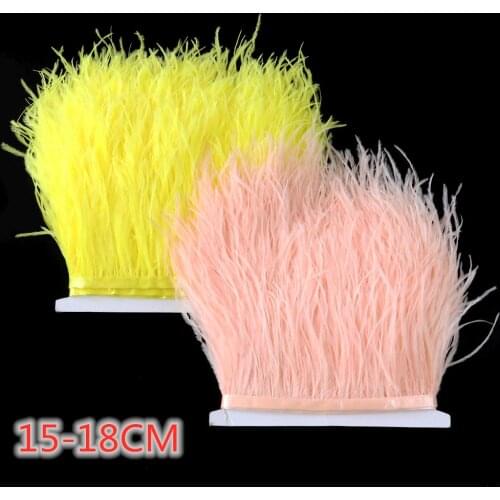 1 Meter Real Ostrich Feather Trim Ribbon Fluffy Decor Feathers Fringe 15-18 CM for Wedding Dress Sewing Accessory Craft Plumes
