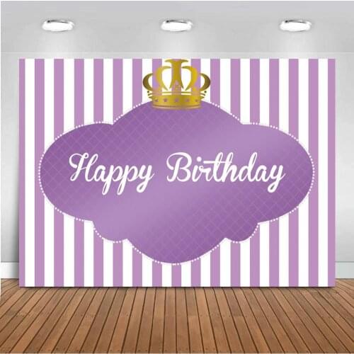 Photography Backdrop Royal Crown Purple Newborn Baby Shower Happy Birthday Background For Photo Booth Studio Prince Theme Party