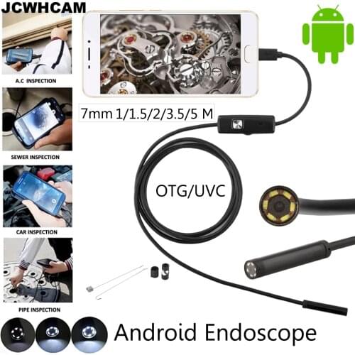JCWHCAM Android Phone Micro USB Endoscope Camera 7mm Lens 6LED Portable OTG USB Endoscope 1M 2M 5M USB Android Phone Borescope