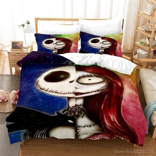 The Nightmare Before Christmas Bedding Set Soft Quilt Cover with Pillowcase Duvet Cover Set Home Textile for Boys Girls Couples