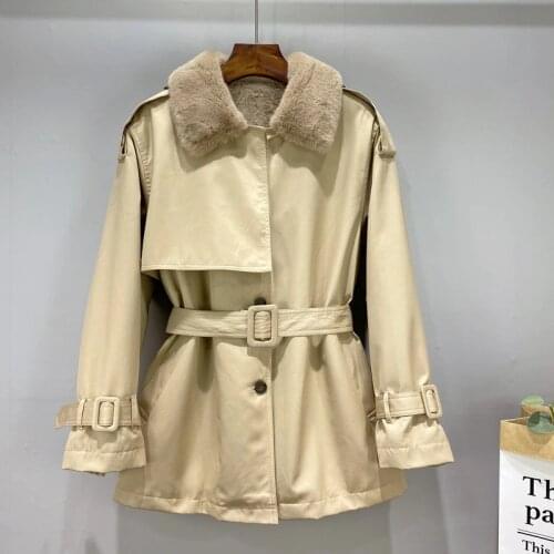 Nice Winter New Real Fur Coat Thicken Parka Natural Fox Fur Collar Hood Winter Jacket Women Outerwear Removal