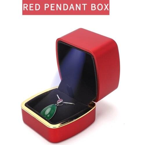 Red LED Pendent Jewelry Display Packaging Box Women Earring Wedding Ring Storage Jewellery Holder For Lover Birthday Gift Boxes