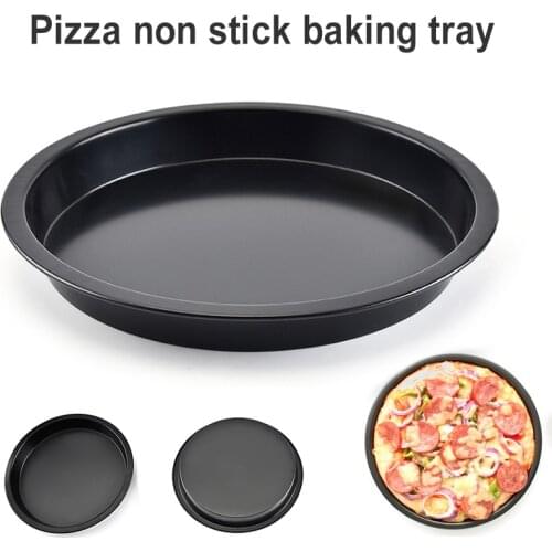 Pizza Pan Round Bake Carbon Steel Pizza Plate Baking Non-stick Cake Bakeware Pan Dining Bar Kitchen Supplies
