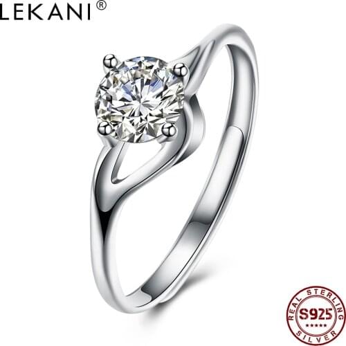 LEKANI 925 Sterling Silver Women Jewelry Creative 5A Cubic Zirconia No Size Ring Wholesale Adjustable Jewelry Free Shipping
