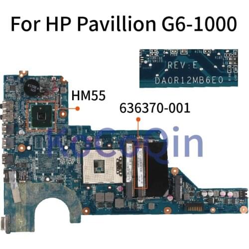 KoCoQin laptop Motherboard For HP Pavillion G6-1000 Mainboard 636370-001 636370-501 DA0R12MB6E0 HM55