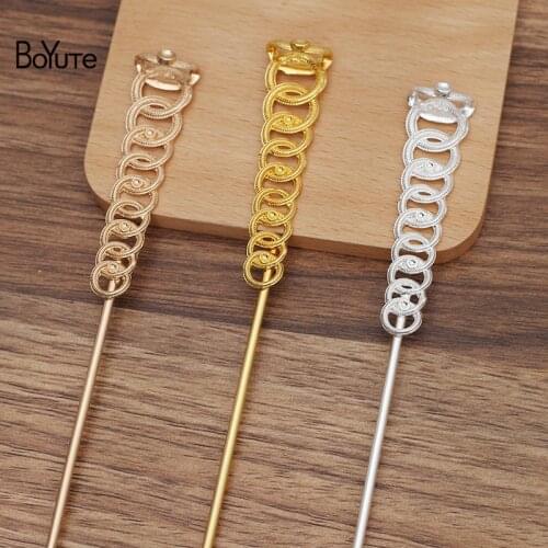 BoYuTe (10 Pieces/Lot) 120*2.5MM Metal Iron Hair Stick Welding 64.5*17MM Alloy Materials Diy Retro Jewelry Accessories