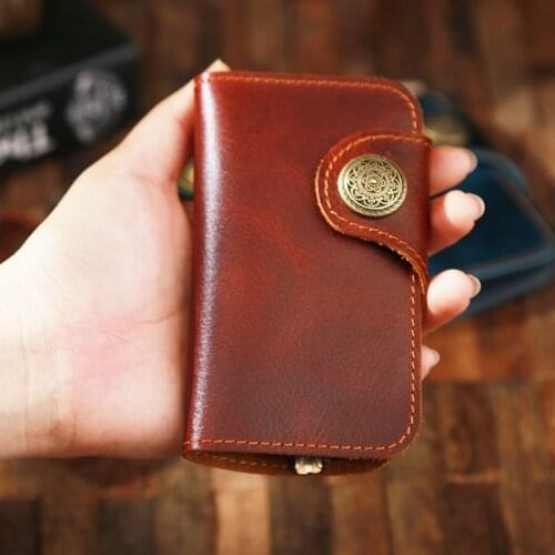 Multi-function Handmade Genuine Leather Housekeeper Retro Cow Leather Organizer Key Holder Case for Keys Personalized Logo