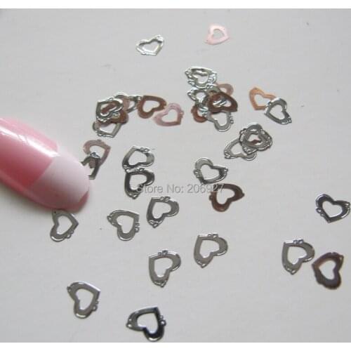 MS191-1 100pcs Silver Cute Heart Metal Sticker Nail Art Metal Sticker Nail Art Decoration Non-adhesive Sticker