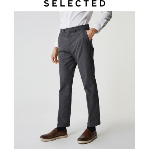 SELECTED Cotton-blended Fit Houndstooth Mens Business Casual Pants S|419414538