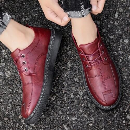 Leather Casual Shoes for Men Luxury Spring Summer Sneakers Mens Platform Boots Comfortable Breathable Non-slip Vulcanized Shoes