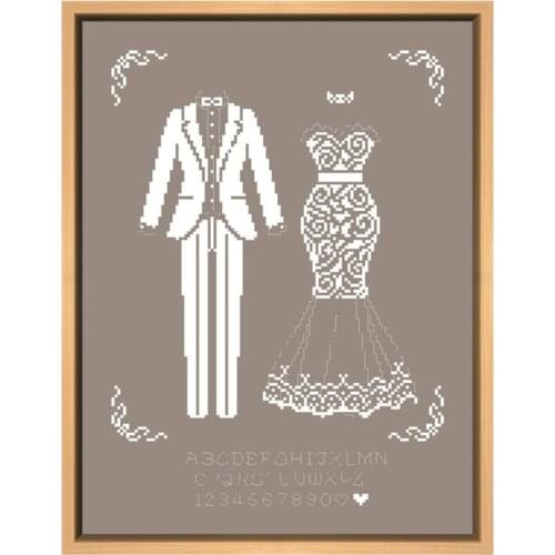 White dress cross stitch kits plants aida fabric 14ct coffee canvas cotton thread embroidery kits DIY craft set