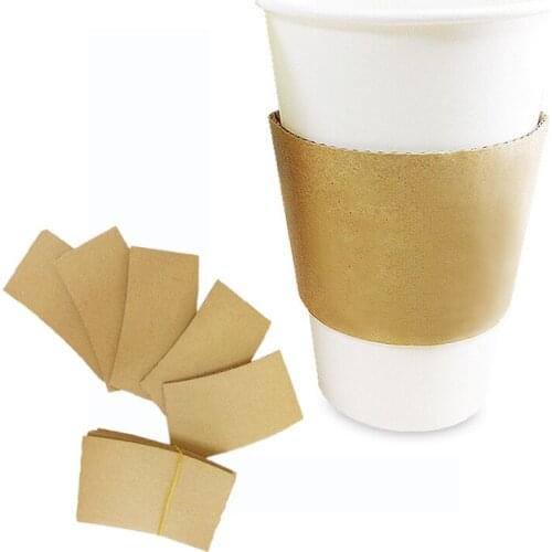 Disposable Cup Holder Paper Waist Heat Insulation Cup Sleeve Corrugated Takeout Paper Solid Thick Illusion Cover 12/16oz 100pcs