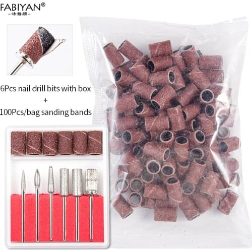 6Pcs/box Nail Art Supplies Electric Drill Bits File Standing Grinding Head Sand Replacement Polish Machine Set Kit Manicure Tool