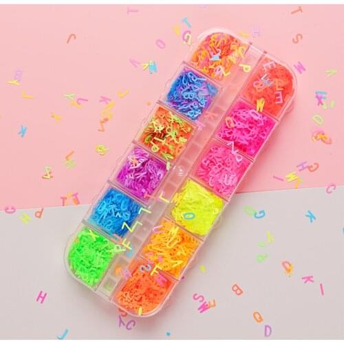 Fluorescent Letter Shape Nail Art Sequins Glitter Paillettes For Nails Design Manicure Neon Letter Flakes 3D Nail Accessories