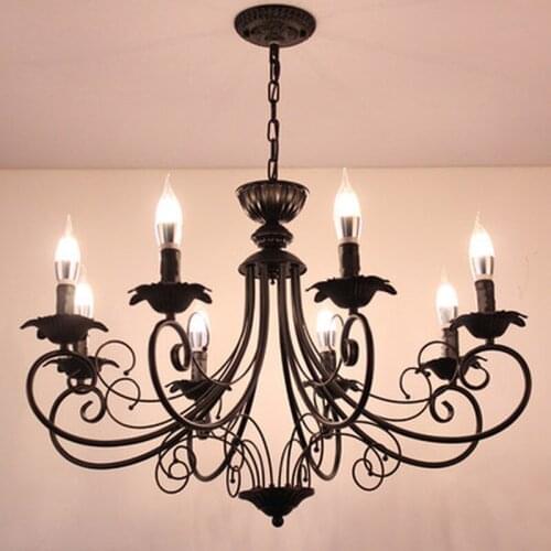 Nordic LivingRoom Chandelier Lighting Modern Household Lighting Personality Dining room black Chandelier Retro Candle Chandelier