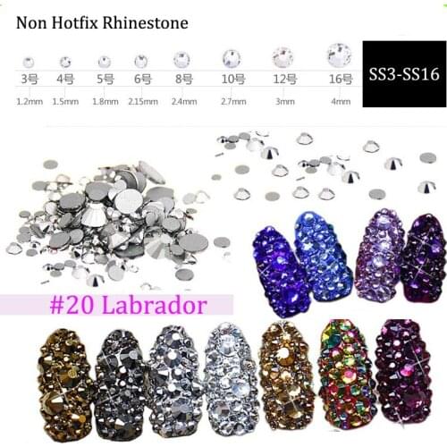 Non hotfix rhinestone Silver ore ss3 ss4 ss5 ss6 ss10 ss12 ss16 1440 pcs 3D Nail Art Decorations Flatback Rhinestones (No.20)