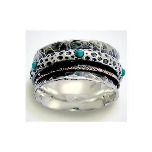 Womens Fashion Carved Ring Elegant Retro Blue Turquoise Ring Wedding Engagement Party Jewelry Anniversary Gift Size 5-11