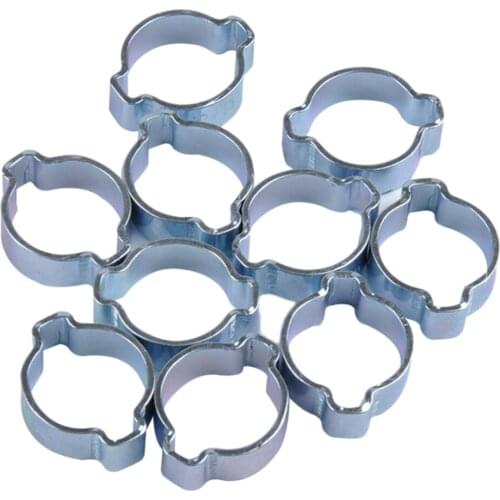 10pcs Double Ears Hose Clamp, 2 Ear Wide Adjustable 23-27mm Zinc-Plated Steel Hose Fuel Clamp Clips, Fuel Clamp Kit