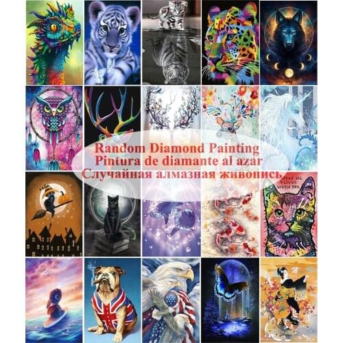 20x25cm 5D DIY character landscape random diamond painting animal tiger cat Mosaic cross stitch Mosaic home decoration