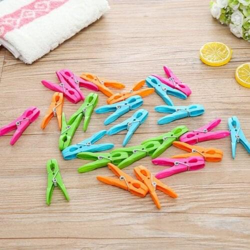 24pcs Clothespins Laundry Clothes Pins Hanging Pegs Clips Plastic Hangers