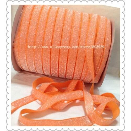 50yards/lot) Non - stretch 1.5" Frosted Tangerine Metallic Ribbon