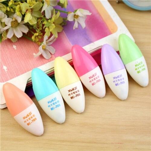6PCS/Set Leaf Mini Highlighter Pen Marker Pens Kawaii Stationery Material Escolar Papelaria Writing School Supplies