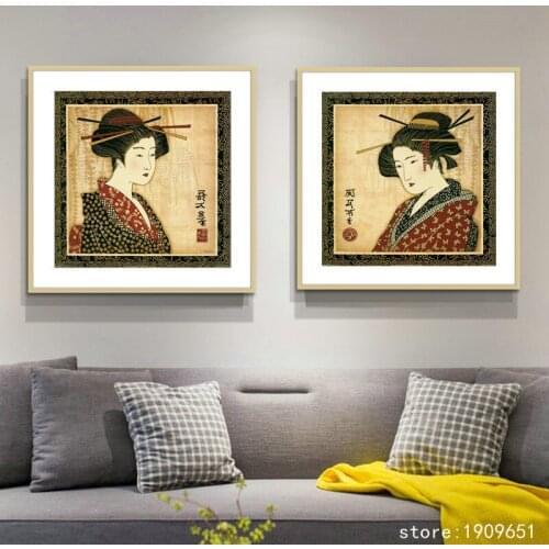 No frame japan style women figures scenery canvas printings oil painting printed on cotton home wall art decoration pictures